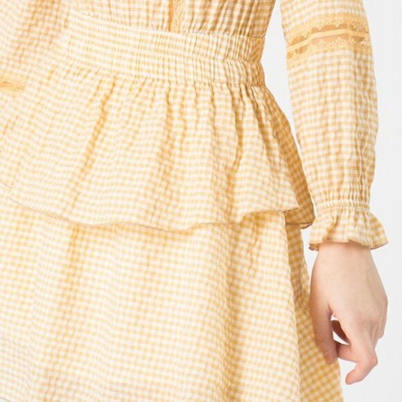 <<3/$30>> Gingham Dress Tiered Fit & Flare Mini  sz S M L JUNIOR fit - Picture 7 of 9